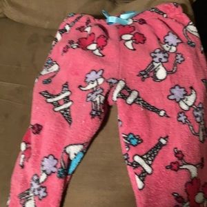 Pink poodle pajama pants fleece